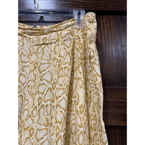 Faithful The Brand Pants Women Size 10 Wide Leg Pockets Snake Skin Yellow - Picture 2 of 15